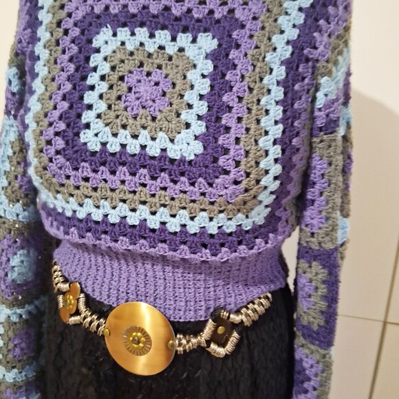 Granny Square Turtleneck Sweater S/M - Picture 4 of 8